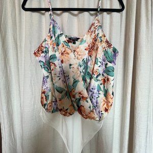 EXPRESS Floral Thong Bodysuit